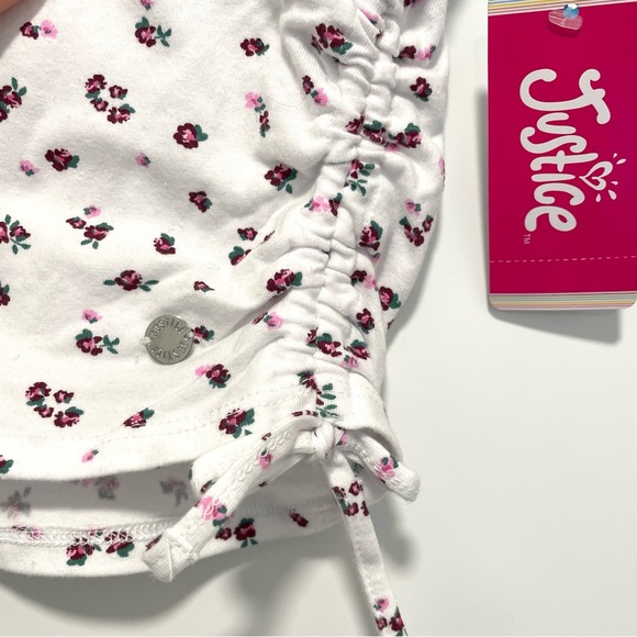 NEW Justice Girls White Floral Side Cinch Long Sleeve Top (size M & L) - Picture 3 of 5